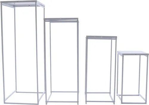 DouSeiAi 4 piezas de mesa de metal para mesas de boda, plantas, jarrón blanco alto, columna geométrica de flores para decoración de bodas, fiestas,