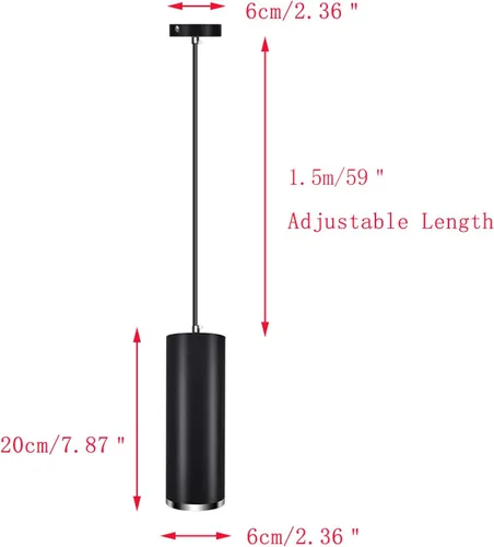 Miniatura 3 de GU10 Dia 6CM L 20CM Anillo de Plata Moderno Tubo Cilíndrico LED Lámpara Lámpara Colgante Focos para Cocina Isla Comedor Tienda Bar Counter