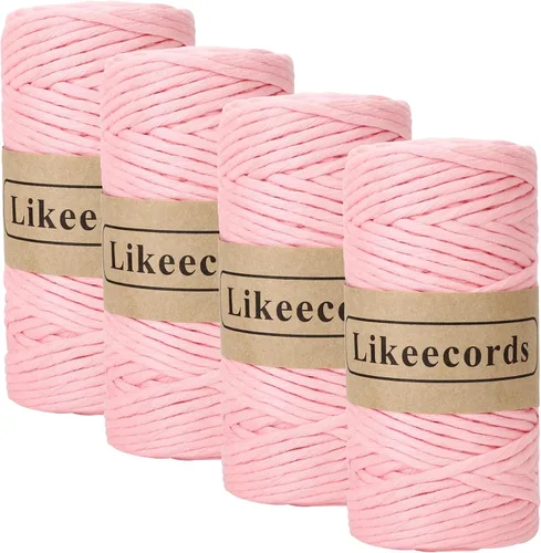 Miniatura 51 de Likeecords - Cuerda de macramé de 4 mm de un solo hilo, 80 m de cuerda de macramé colorida, cuerda de algodón para macramé, cuerda de algodón