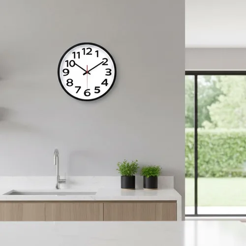 Miniatura 8 de Reloj de pared silencioso de 12 pulgadas, sin tictac, números grandes, fácil de leer, relojes de pared decorativos para oficina, escuela, 2-Negro