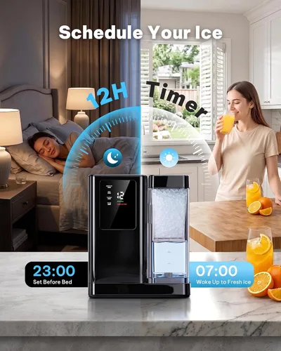 Miniatura 6 de Silonn Máquina de hielo de pepitas para encimera, producción diaria de hielo de 40 libras con tanque de agua extraíble de 3 L, máquina de hielo