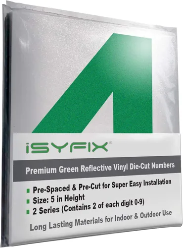 Miniatura 32 de iSYFIX Calcomanías de Números de Vinilo Verde Manzana – 1.5 Pulgadas Autoadhesivas (2 Juegos) – Calcomanía Premium Troquelada y Pre-espaciada