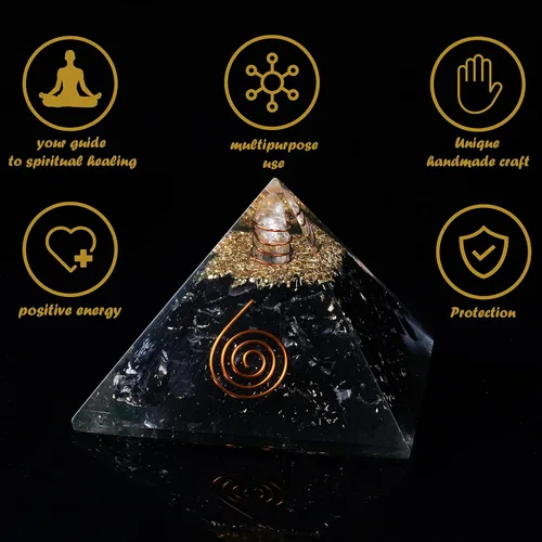 Miniatura 2 de Crocon Pirámides de orgón de turmalina negra, piedra curativa, piedras de pirámide, piedras de pirámide de cristal Reiki, colección de adivinación #5