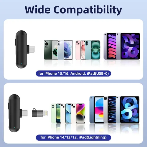 Miniatura 6 de NPTCL Micrófono Lavalier inalámbrico para iPhone 17/16/15 - Mini micrófono con cancelación de ruido Ai USB C Clip en el micrófono de solapa