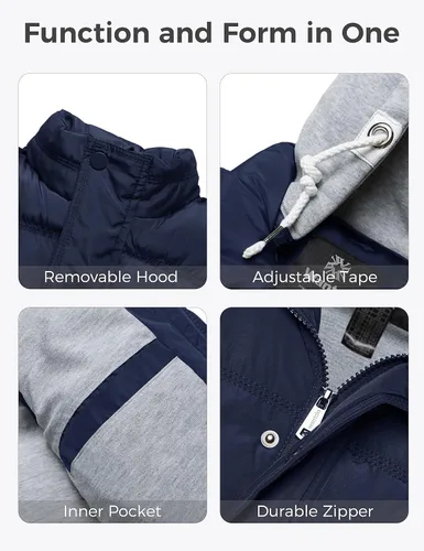 Miniatura 6 de wantdo Chaleco acolchado para mujer, talla grande, resistente al viento, chaleco de invierno acolchado con capucha desmontable