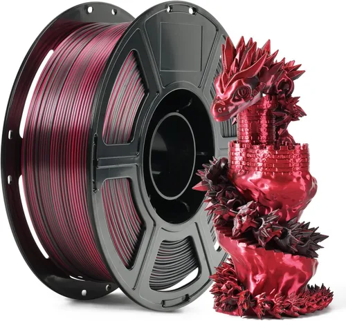 FLASHFORGE Filamento de ácido poliláctico bicolor de seda de 0.069 pulgadas, coextrusión negro y rojo de doble color multicolor para impresora 3D,