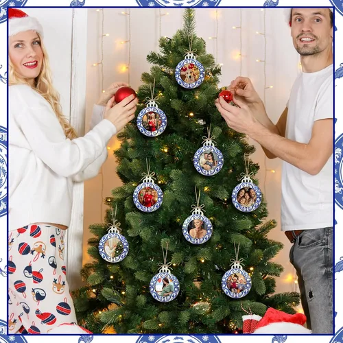 Miniatura 3 de Blulu 24 piezas de adorno de fotos de la primera Navidad del bebé 2025 marcos de fotos de Navidad a granel marcos de fotos colgantes de madera