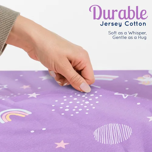 Miniatura 4 de GROW WILD Sábanas bajeras ajustables para cuna de unicornio y arcoíris para niña (paquete de 3), sábana bajera de algodón de jersey suave, colchón