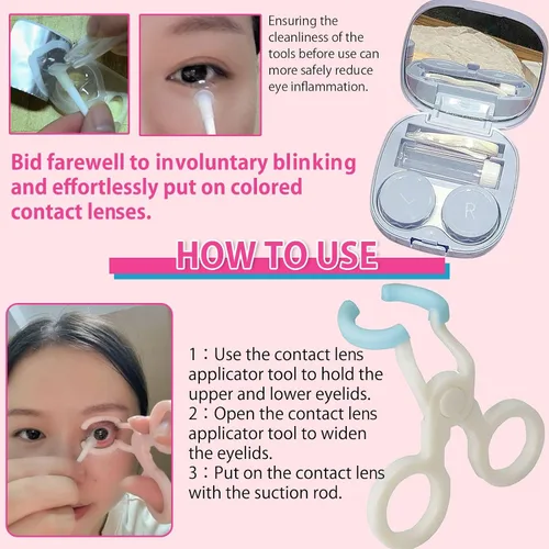 Miniatura 4 de Herramienta aplicadora de lentes de contacto, lentes de contacto de color, abridor de ojos portátil para facilitar la aplicación/extracción