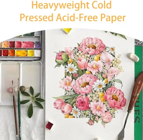 Miniatura 5 de 50 hojas de papel de acuarela a granel de 5 x 7 pulgadas, prensa en frío, papel grueso de algodón blanco para niños, estudiantes, artistas, pintura