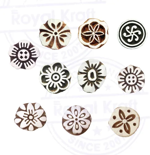 Miniatura 2 de Sellos de impresión de arcilla Arty Crafty pequeños bloques de madera con forma floral (juego de 10) Htag2101