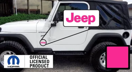 Miniatura 17 de 97-06 TJ Fender Small Jeep Side Logo Graphic para Jeep Wrangler TJ (1997-2006) (juego de 2) SJ3Y6 Baby Pink