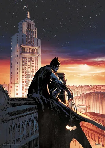 MIGHTYPRINT DC Comics - Batman - Batman - Sunset City - Arte de pared duradero de 17 x 24 pulgadas, no hecho de papel, coleccionable con licencia