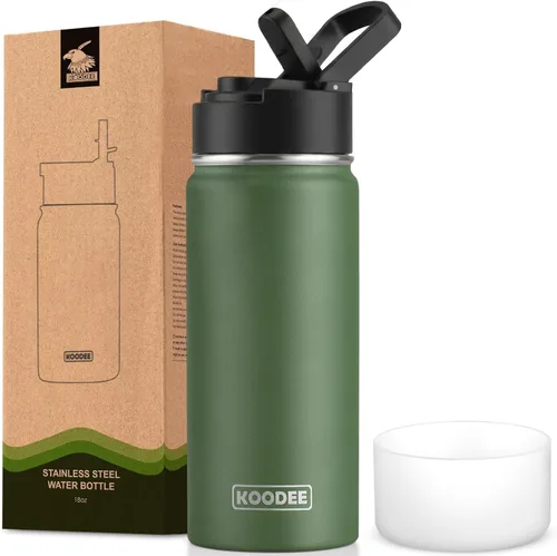 Miniatura 133 de koodee Insulated Water Bottle, 32 oz Stainless Steel Double Wall Vacuum Wide Mouth Sport Bottle with Leakproof Spout Lid (Navy)