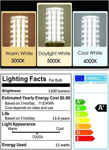 Miniatura 9 de Bombilla LED equivalente a 100 W, 1200 lúmenes, 5000 K, luz blanca fría, 12 W, bombilla LED súper brillante, base E26, no regulable, bombillas