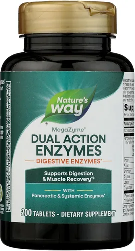 Nature's Way La megacima, enzimas pancreáticas y sistémicas*, alivia el dolor muscular ocasional debido al sobreesfuerzo y el ejercicio*, soporte