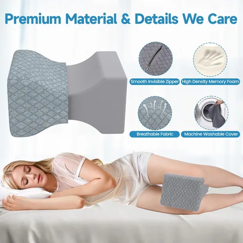 Miniatura 3 de SweetSlubr Almohada de rodilla de espuma viscoelástica para dormir de lado, almohada de apoyo para las piernas para dormir de lado, almohada