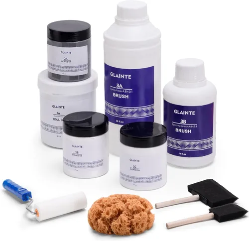 GLAINTE Kit de pintura epoxi para encimera, kit de pintura de acabado de encimera de granito para cocina y baño, capa superior de resina epoxi para