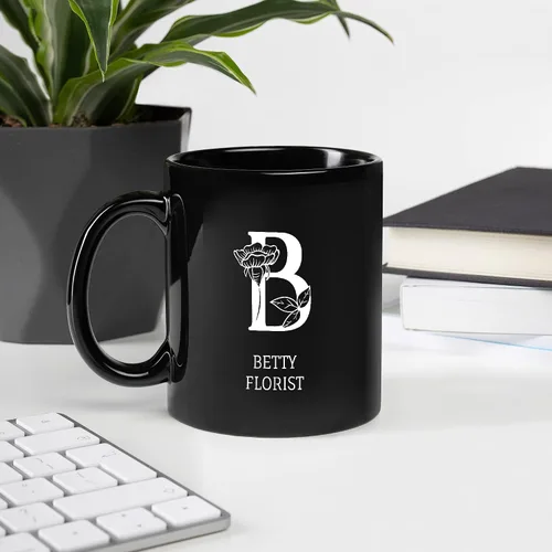 Miniatura 6 de Taza de café con inicial floral con nombre, taza personalizada para mujeres para hombres, regalos monogramados, letras de café personalizadas