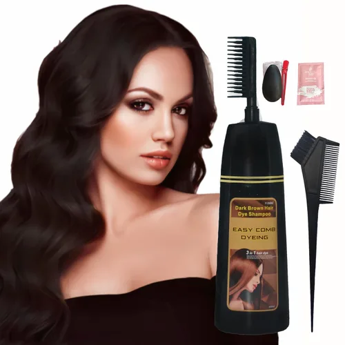 Miniatura 12 de Black Hair Dye Shampoo Permanent YIZHONG Hair Color para el cabello 100% cobertura de canas Mujeres Hombres 3 In2 Easy Comb Dyeing (negro)