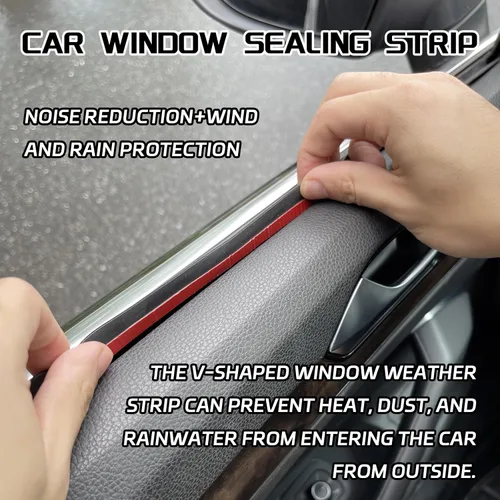 Miniatura 4 de Precinto de Goma para Ventana de Coche en Forma de V Negro, 13.12 pies x 0.6 pulgadas, Silencioso y a Prueba de Polvo, Para Coches, Camiones, SUV