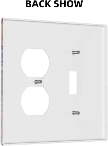 Miniatura 1009 de Placa Decorativa de Pared de Granja Rústica con Cuerno de Madera para Puerta de Granero 1 Banda Duplex Cubiertas de Toma Eléctrica Soltera