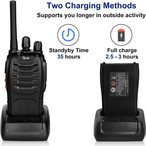 Miniatura 4 de TID Radios Radios Walkie Talkies de largo alcance para adultos, radio bidireccional recargable electrónica (paquete de 6) 16 canales de mano