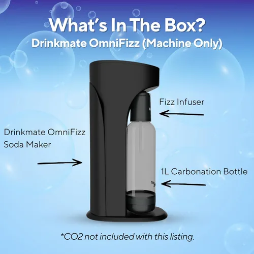 Miniatura 5 de Drinkmate OmniFizz - Máquina de agua con gas y refrescos, carbonata cualquier bebida, cilindro de CO2 no incluido (negro mate)