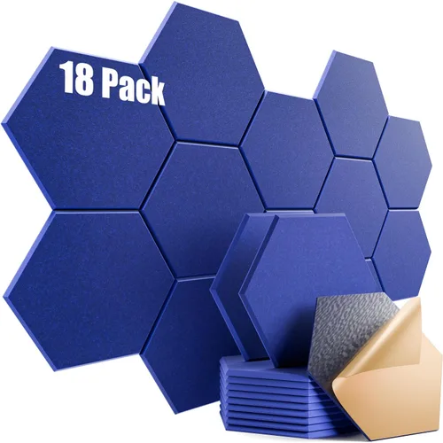 Miniatura 72 de Paquete de 12 paneles acústicos autoadhesivos de 12 x 10 x 0.4 pulgadas, paneles de espuma a prueba de sonido con alta densidad, diseño forrado