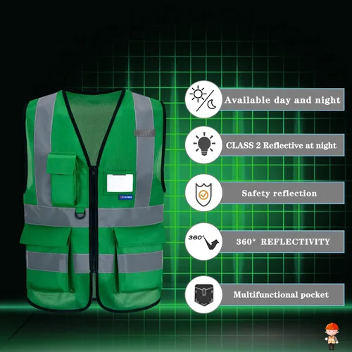 Miniatura 4 de A-SAFETY chaleco de construcción verde grande y alto 4XL 5XL
