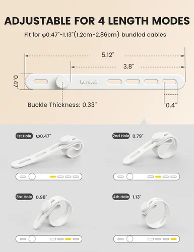 Miniatura 5 de Paquete de 10 Bridas de Cable de Silicona Organizador de Cordones - Lamicall Bridas de Alambre Elásticas para Gestión, Artículos Imprescindibles