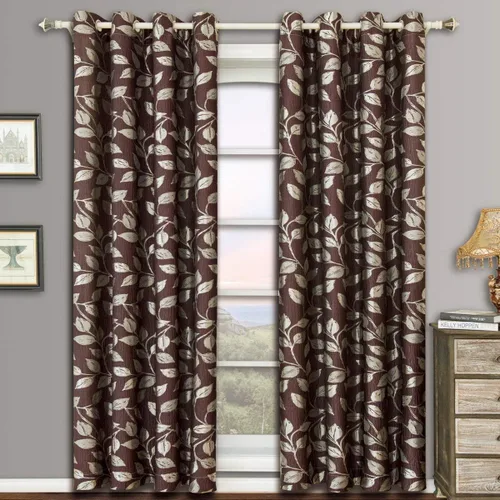 Miniatura 7 de Royal Hotel Bedding Charlotte - Paneles de cortina jacquard con ojales color moca, 2 paneles, 52 x 63 pulgadas cada uno