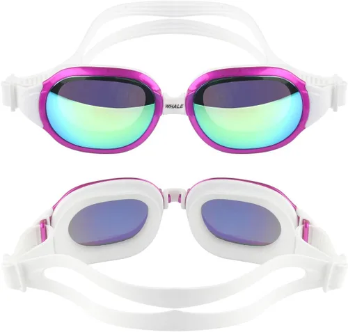 Miniatura 5 de Firesara - Gafas de natación, sin fugas, marco grande, vista amplia, piscina para mujeres y hombres Rosa encendido