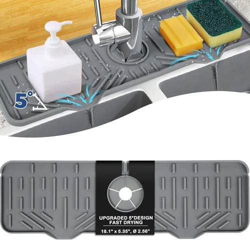 Miniatura 10 de Bandeja colectora de goteo para mango de grifo de silicona, tapete de grifo de silicona, soporte para esponja de jabón de platos para accesorios