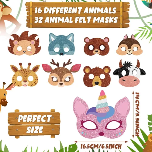Miniatura 3 de 48 máscaras de animales salvajes de la selva para niños, temática de animales, recuerdos de fiesta de cumpleaños, disfraces, suministros de fiesta