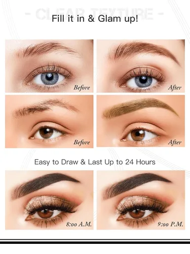 Miniatura 6 de Lápiz de cejas Microblading, lápiz líquido para cejas micro 4 puntas, lápiz de cejas de larga duración, resistente al agua y a las manchas, #01
