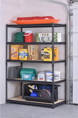 Miniatura 5 de EDSAL UR245AZ-BLK Estante de almacenamiento de acero, 5 estantes ajustables, capacidad de 4000 libras, 72 pulgadas de alto x 48 pulgadas de ancho x