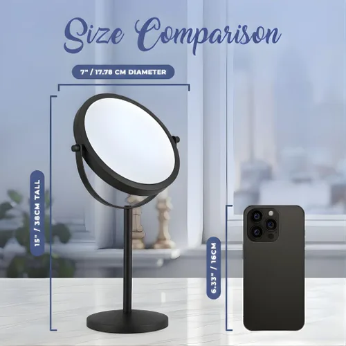 Miniatura 7 de MIRRORVANA Espejo de maquillaje con aumento 10X en soporte redondo para mesa, escritorio de tocador de dormitorio y encimera de baño, espejo