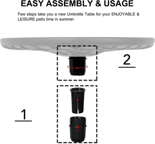 Miniatura 8 de Sundale Outdoor Mesa de sombrilla ajustable, bandeja de mesa redonda portátil con agujero para paraguas, para playa, patio, jardín, piscina, 20