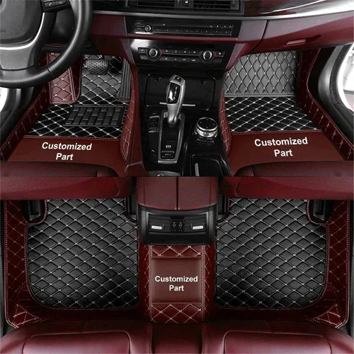 Miniatura 45 de Personaliza las alfombrillas de cuero de lujo de protección para todo tipo de clima para automóviles, SUV y camiones según el modelo automotriz beige