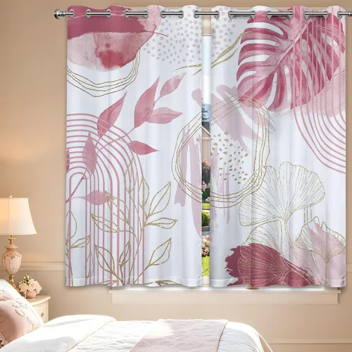 Miniatura 35 de Cortinas opacas negras y doradas, cortinas modernas de mediados de siglo para dormitorio, sala de estar, 63 pulgadas de largo, juego de 2 paneles