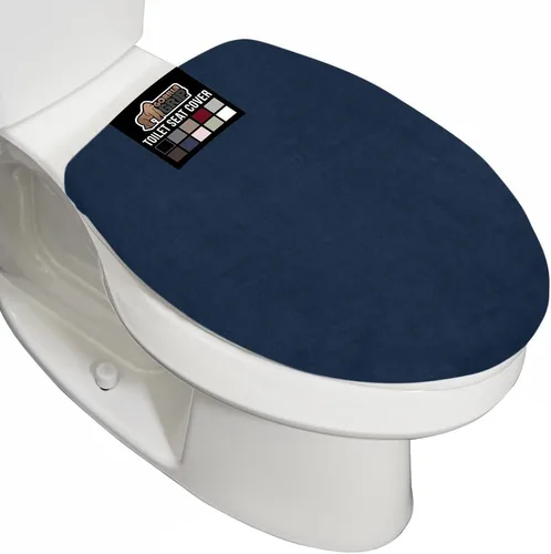 Miniatura 15 de GORILLA GRIP Funda gruesa de espuma viscoelástica para tapa y asiento de inodoro de baño, parte superior de terciopelo suave, lavable a máquina, Azul