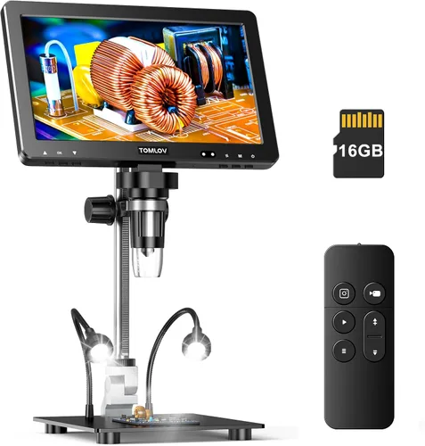 TOMLOV Microscopio Digital DM9 Max: 20MP 10.1" 1500X HD IPS HDMI Microscopio Lupa de Monedas para Monedas con Errores con Pantalla, Microscopios de