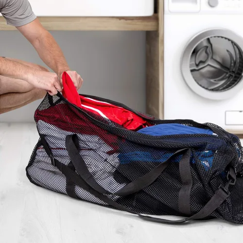 Miniatura 7 de Champion Sports Bolsa de lona de malla con cremallera y correa de hombro ajustable, 15 x 36 pulgadas, multiusos, bolsa de gimnasio de gran