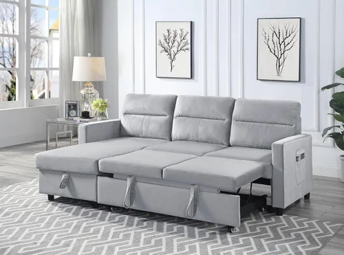 Miniatura 8 de Lilola Home Ivy - Sofá cama modular reversible de terciopelo de 82 pulgadas con diván de almacenamiento, sofá extraíble en forma de L que ahorra