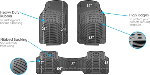 Miniatura 5 de FH Group Alfombrillas para Piso de Automóvil - Alfombrillas de Piso de Goma Resistente para Automóviles, Ajuste Universal Juego Completo, Gris