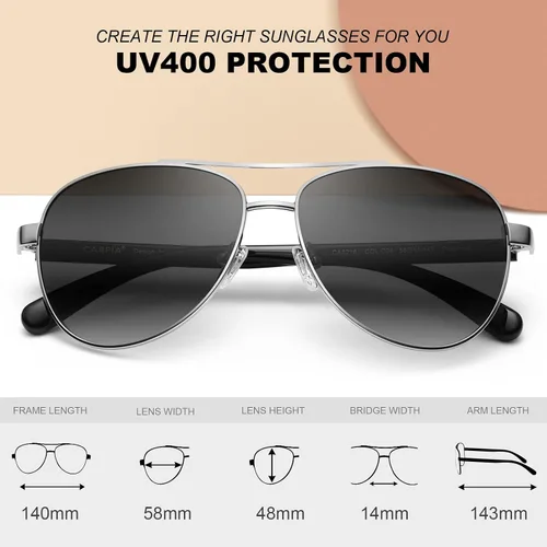 Miniatura 37 de CARFIA Gafas de sol polarizadas para mujer, protección UV, brazos de acetato, marco de metal, sombras para mujer, CA3216