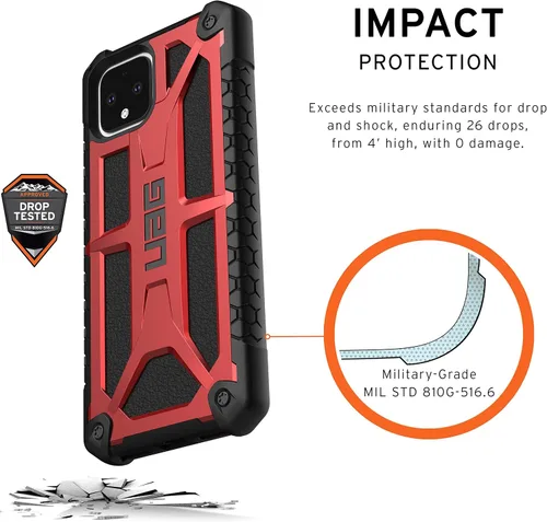 Miniatura 3 de URBAN ARMOR GEAR UAG Made for Google Pixel 4 [pantalla de 5.7 pulgadas] Monarch Feather-Light Rugged [Crimson] funda militar probada contra caídas