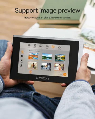 Miniatura 6 de TMEZON Timbre con sistema de videoportero WiFi con cámara y monitor de 7 pulgadas, teléfono IP con cable de video portero 1080P
