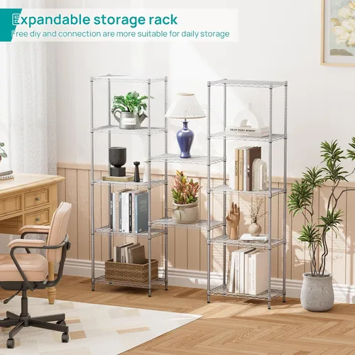 Miniatura 5 de SINGAYE - Estantería de alambre de 6 estantes, estante ajustable de metal para baño, organizadores y almacenamiento de alambre, armario, despensa